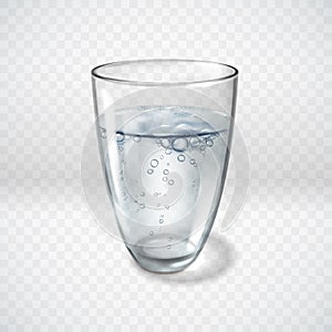 Realistic glass glasses water bubbles illustration
