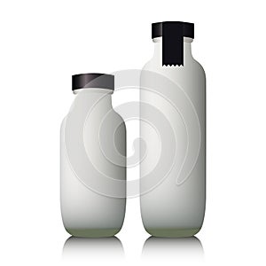 Realistic glass milk bottle