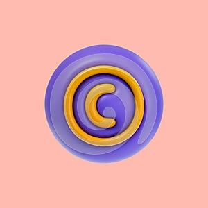 Realistic glossy copyright icon 3d render concept for Registered Trademark service