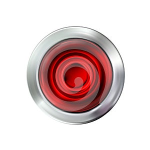 Realistic glossy red transparent circle button. Vector illustration Eps10
