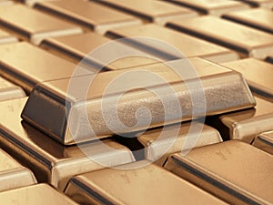 Realistic gold bars 3D