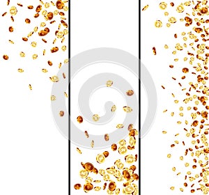 Realistic Gold coins explosion. Isolated on background