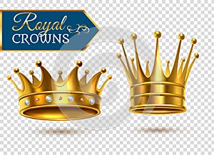 Realistic Gold Crowns Transparent Set photo