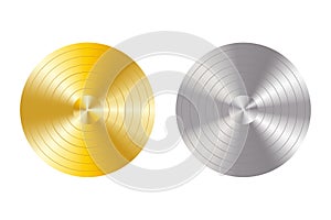 Realistic gold and silver vinyl disc. Vector illustration. EPS 10.