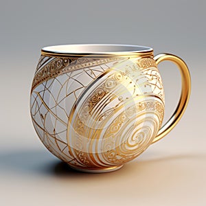 Realistic Gold Swirl Coffee Mug 3d Model With Fantasy Elements