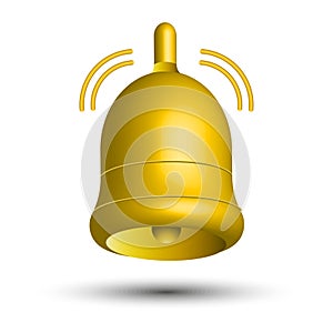 Realistic golden bell. 3d realistic vector. Vector illustration.