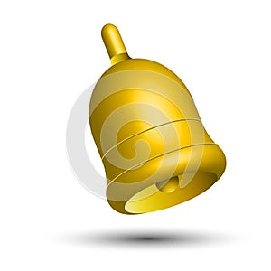 Realistic golden bell. 3d realistic vector. Vector illustration.