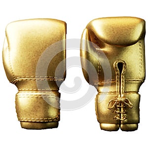 Realistic golden boxing glove. Vector illustration