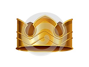 Realistic golden crown. Crowning headdress for king or queen. Royal noble aristocrat monarchy symbol. Monarch heraldic