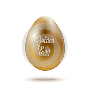 Realistic Golden Egg with text. Vector illustration