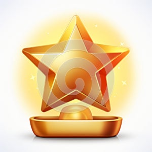 realistic golden star icon on a white background