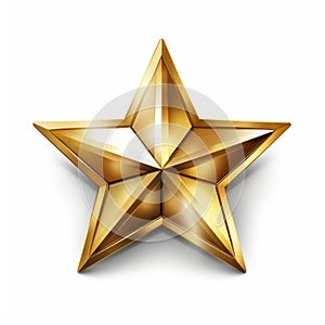 realistic golden star icon on white background