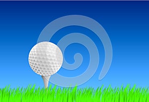 Realistic golf ball on tee