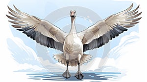 Realistic Goose Clip Art With Detailed Background Elements