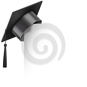 Realistic Graduate college, high school or university cap. Vector illustration.