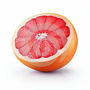 Realistic Grapefruit With Hole On White Background