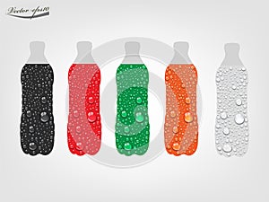Realistic graphic design vector of colorful soda drinking bottle