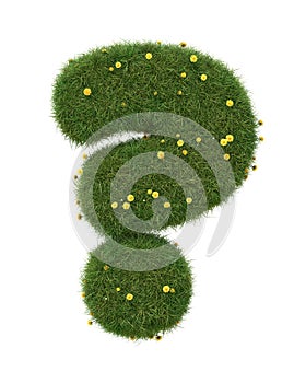 Realistic grass question mark isolated on white background. Collection.