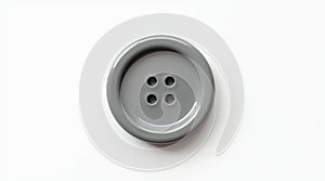 Realistic Gray Plastic Sewing Button on White Background