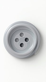 Realistic Gray Plastic Sewing Button on White Background