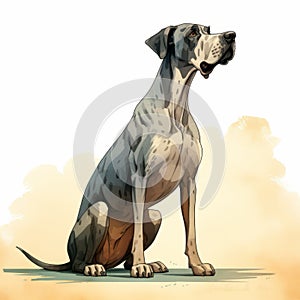 Realistic Great Dane Illustration In 2d Game Art Style