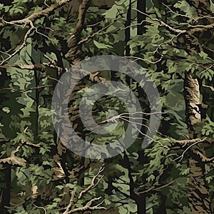 Realistic green camouflage seamless pattern. Hunting camo for cloth, weapons or vechicles