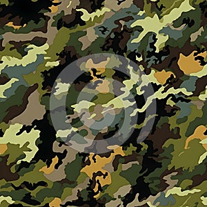 Realistic green camouflage seamless pattern. Hunting camo for cloth, weapons or vechicles