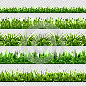 Realistic green grass seamless vector backgrounds isolated