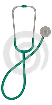 Realistic green medical stethoscope, phonendoscope isolated on white background. A medical instrument for listening
