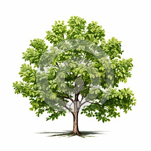 Realistic Green Oak Tree Vector Image - Stock Illustration