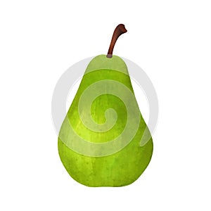 Realistic green pear isolated on white background. Vector illustration