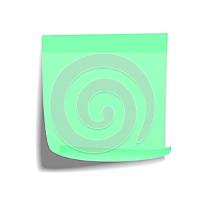 Realistic green sticky note with shadow