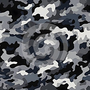 Realistic grey camouflage seamless pattern. Hunting camo for cloth, weapons or vechicles