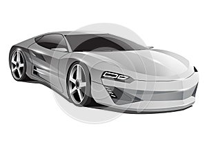 Realistic grey car sport 3D on white background design modern futuristic technology vector.