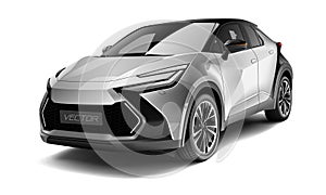 Realistic grey metallic black sport two tone luxury car on white metallic background vector