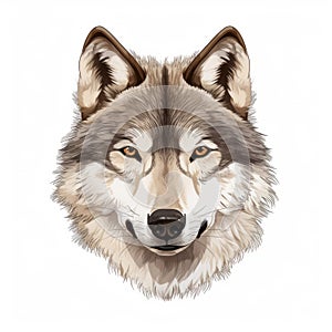 Realistic Grey Wolf Face Portrait Vector Illustration