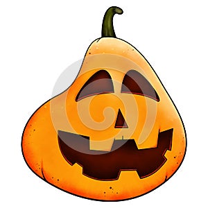 Realistic Halloween pumpkin vector. A happy face isolated on a white background. For postcards, decoration, fabric photo