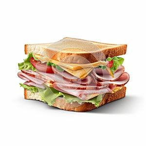 Realistic Ham And Lettuce Sandwich Vector Illustration