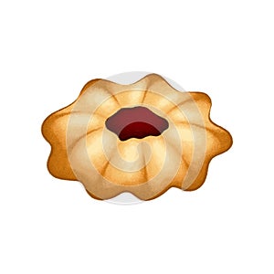 Hand-drawn Raspberry Danish Pastry Isolated on White Background. Sweet Bakery Pastry Product Illustration. photo