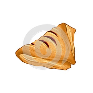 Hand-drawn Raspberry Triangle Pastry Isolated on White Background. Sweet Bakery Pastry Product Illustration. photo