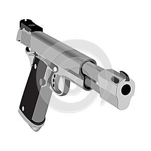 Realistic hand gun isolated on white background.