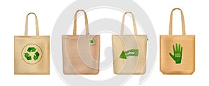 Realistic Hands Bag Eco Icon Set