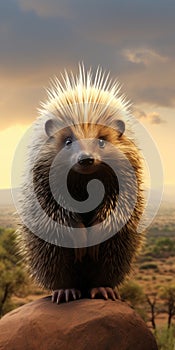 Realistic Hedgehog Image For Mobile Phone Lock Screen Background photo