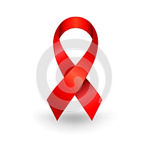 Realistic HIV Aids Red Ribbon Symbol Design