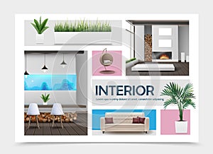 Realistic Home Interior Elements Collection