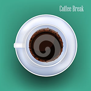 realistic hot americano drink coffee break concept