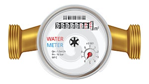 Realistic hot and cold water meter.