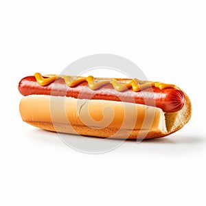 Realistic Hot Dog On Artificial White Background - Smilecore Style