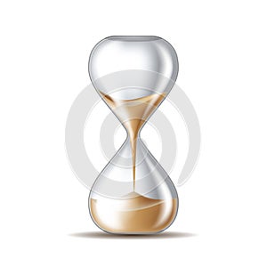 Realistic hourglass. 3D sand clock. Old-fashioned stopwatch for time measurement