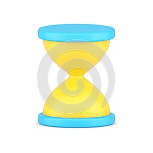 Realistic hourglass icon. Volumetric retro timer with sandy countdown